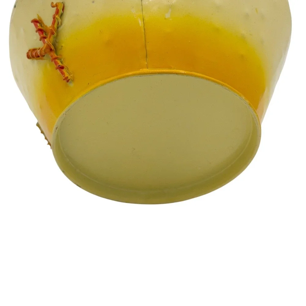 Retro Easter Chick Metal Basket Yellow Spring Cottage Decor 5.25
